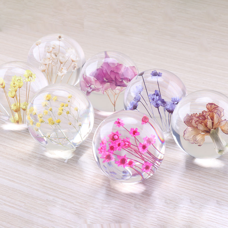 カスタム3D 7cm 8cm 9cm樹脂オーブ天然花植物クリスマスプレゼントのための本物のタンポポペーパー級クリスタルグラスの家の装飾